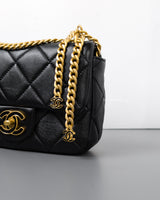 Chanel Flap Bag Mini | 22P Black Lambskin Gold Hardware-details