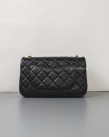 Chanel Pearl Crush Mini Rectangle Black Lambskin Brushed Gold Hardware-back