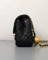 Chanel Pearl Crush Mini Rectangle Black Lambskin Brushed Gold Hardware-details