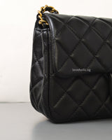 Chanel Pearl Crush Mini Rectangle Black Lambskin Brushed Gold Hardware-details