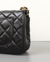 Chanel Pearl Crush Mini Rectangle Black Lambskin Brushed Gold Hardware-details
