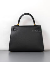 Hermes Kelly Sellier 25 | Black Epsom Gold Hardware-back