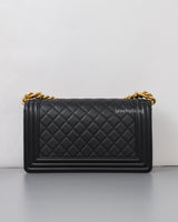 Chanel Boy Old Medium | Black Caviar Brushed Gold Hardware-back