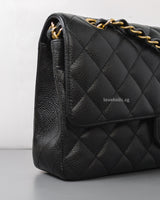 Chanel Classic Flap Medium | Black Caviar Gold Hardware-details