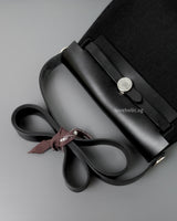 Hermes Herbag Mini 20 | Black Canvas Palladium Hardware-details