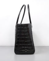 Chanel Cerf Tote Black Crocodile Embossed Calfskin Gold Hardware-details
