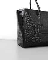 Chanel Cerf Tote Black Crocodile Embossed Calfskin Gold Hardware-details