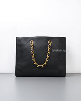 Chanel Matelassé Tote Bag Black Calfskin Brushed Gold Hardware-back