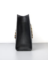 Chanel Matelassé Tote Bag Black Calfskin Brushed Gold Hardware-details