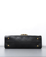 Chanel Matelassé Tote Bag Black Calfskin Brushed Gold Hardware-details