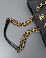 Chanel Matelassé Tote Bag Black Calfskin Brushed Gold Hardware-details