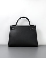 Hermes Kelly Sellier 32 | Black Epsom Palladium Hardware-back