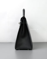 Hermes Kelly Sellier 32 | Black Epsom Palladium Hardware-details