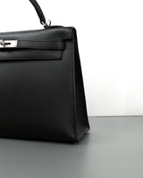Hermes Kelly Sellier 32 | Black Epsom Palladium Hardware-details