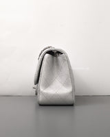 Chanel Classic Flap Mini Square | 21P Metallic Silver Lambskin Silver Hardware-details