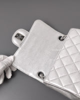 Chanel Classic Flap Mini Square | 21P Metallic Silver Lambskin Silver Hardware-details