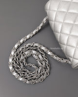 Chanel Classic Flap Mini Square | 21P Metallic Silver Lambskin Silver Hardware-details