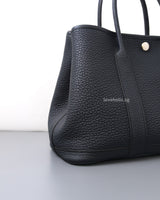 Hermes Garden Party 30 | 76 Bleu Indigo Veau Negonda Palladium Hardware-details