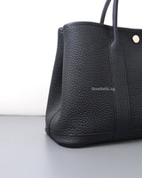 Hermes Garden Party 30 | 76 Bleu Indigo Veau Negonda Palladium Hardware-details