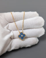 Van Cleef & Arpels VCA Vintage Alhambra Necklace 2026 Holiday Pendant | Blue Grey Sevres Porcelain 18K Gold-model