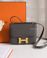 Hermes Constance Mini 18 | Gris Etain Epsom Gold Hardware-front
