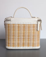 Chanel Vanity Case Beige x White Ratten/Shiny Calfskin Silver Hardware-back