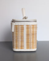 Chanel Vanity Case Beige x White Ratten/Shiny Calfskin Silver Hardware-side