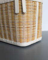 Chanel Vanity Case Beige x White Ratten/Shiny Calfskin Silver Hardware-details