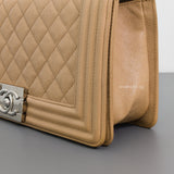 Chanel Boy Old Medium | Beige Caviar Silver Hardware-details