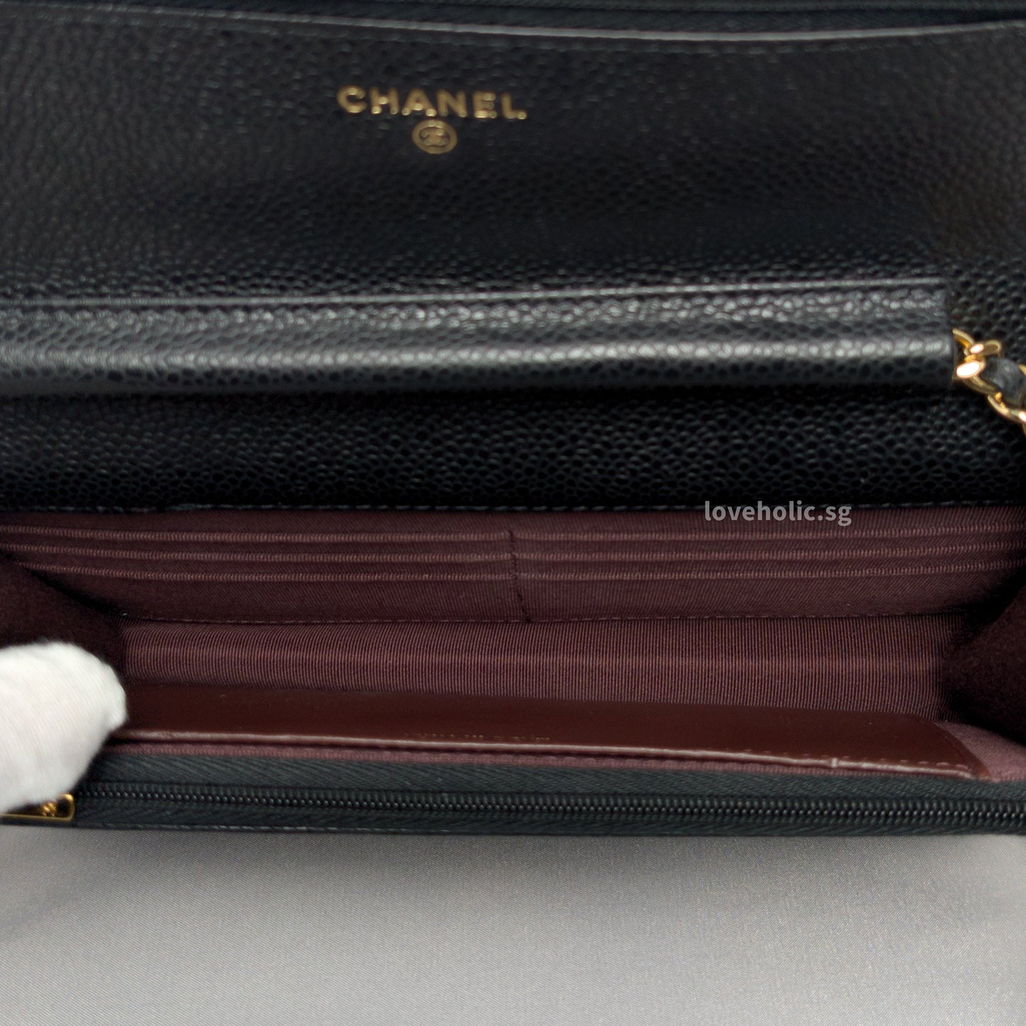 Wallet On Chain Black Caviar Gold Hardware
