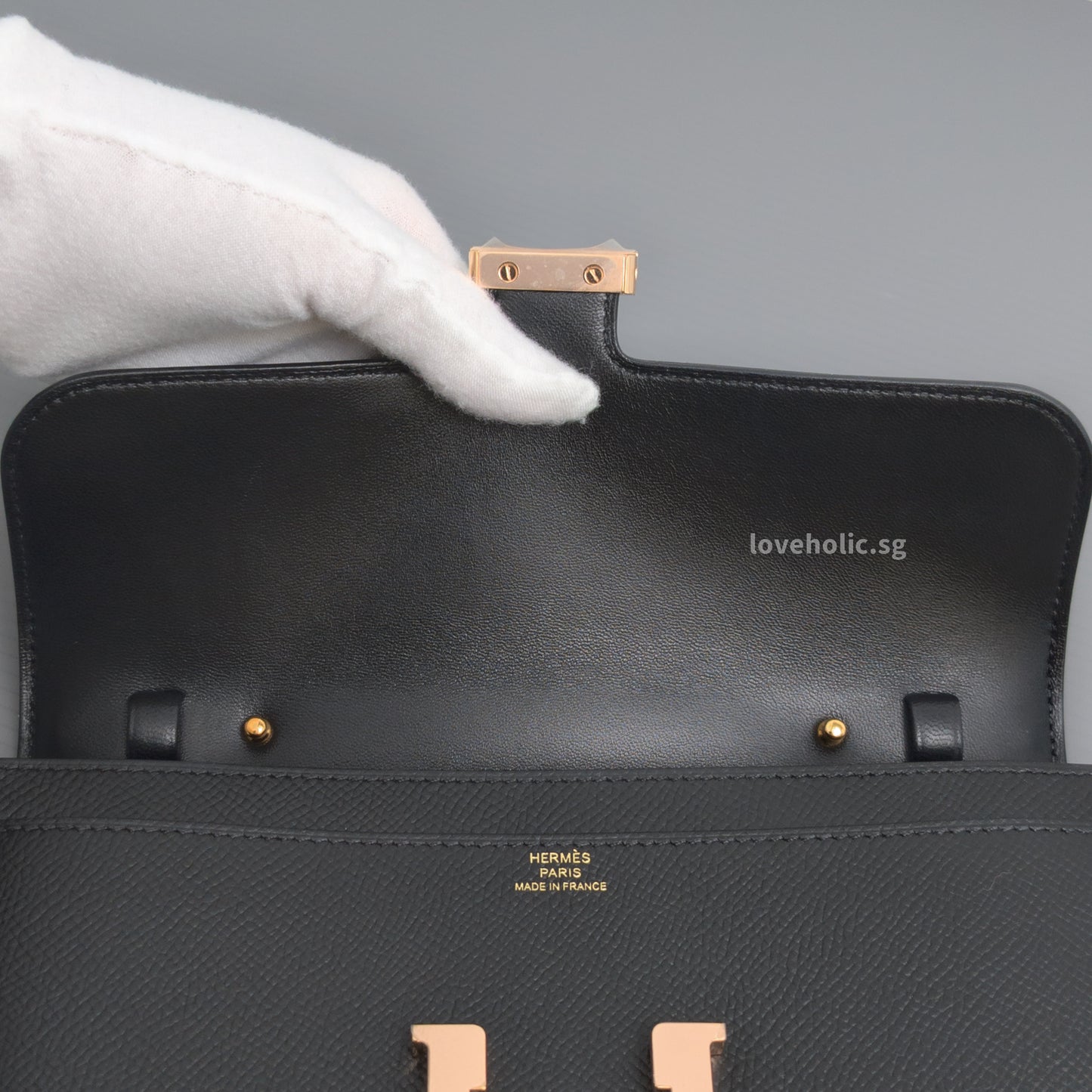 Constance To Go | Black Epsom Rose Gold Hardware