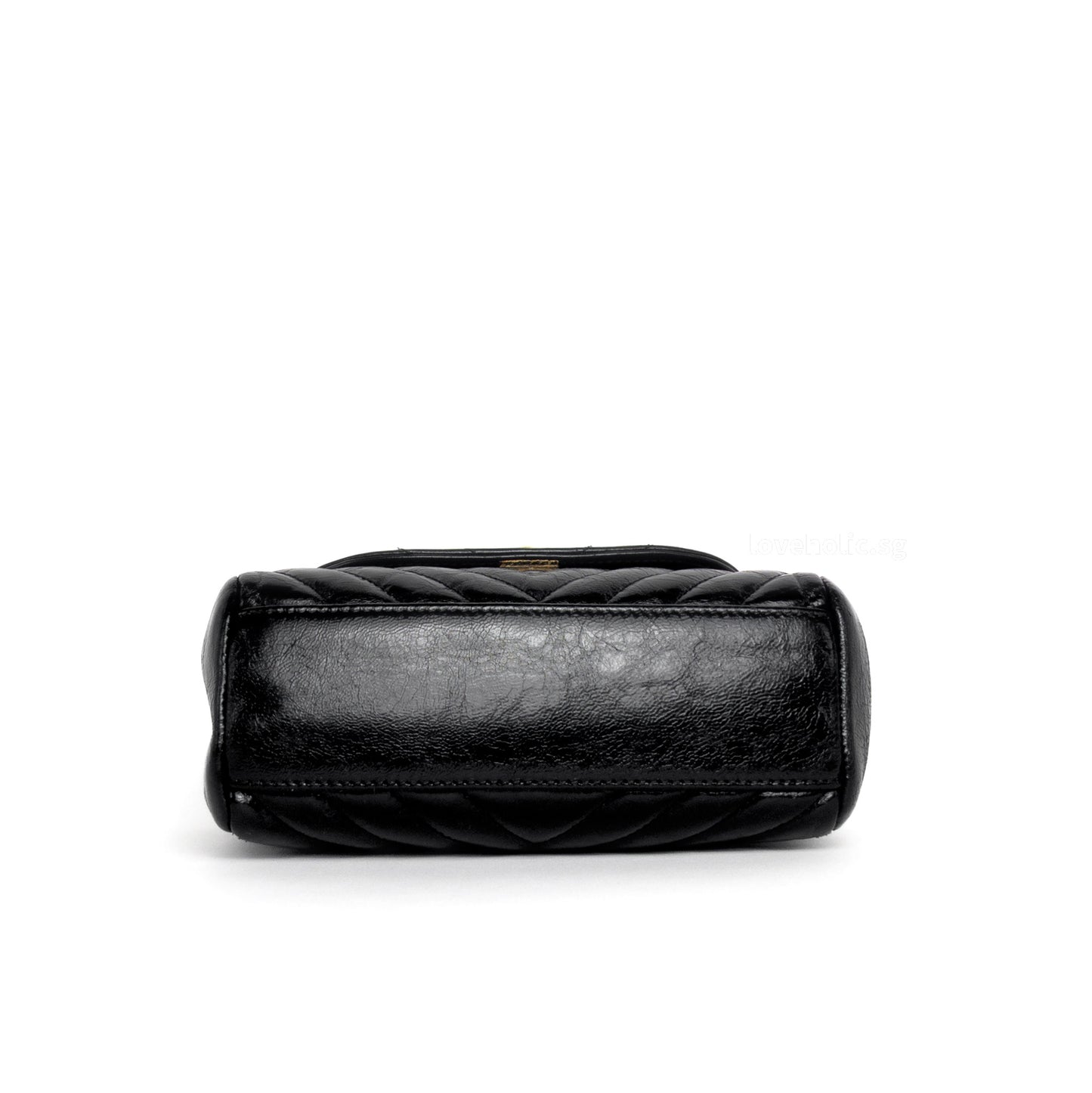 Hobo Chevron Crossbody Small | Black Aged Calfskin Brushed Gold Hardware