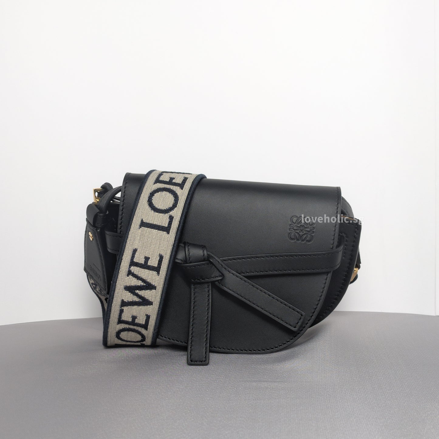 Loewe Gate Mini | Black Calfskin Gold Hardware-whitebackground