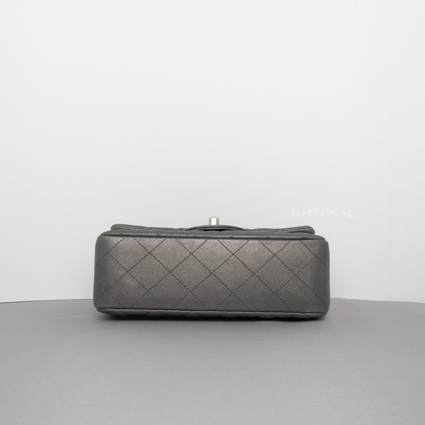 Classic Flap Mini Rectangle | Grey Goatskin Ruthenium Hardware