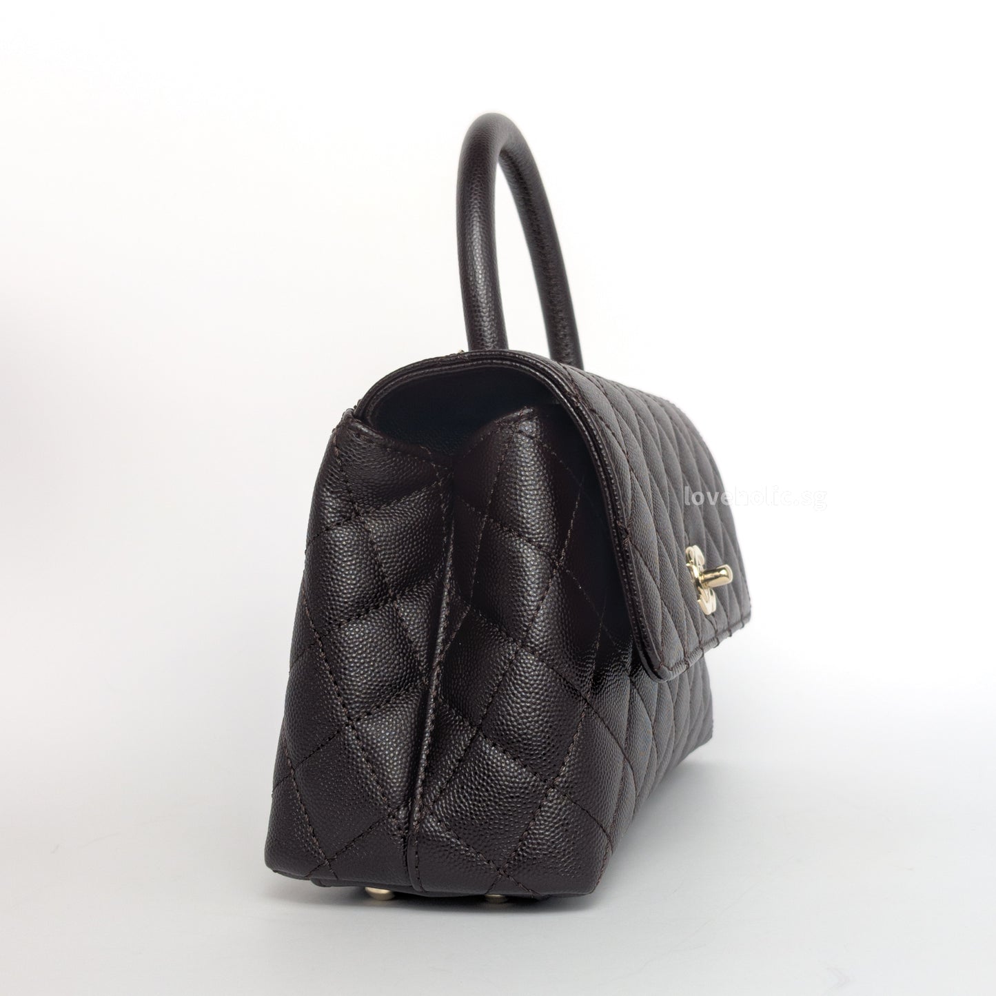 Coco Handle Small | 22K Dark Brown Caviar Light Gold Hardware