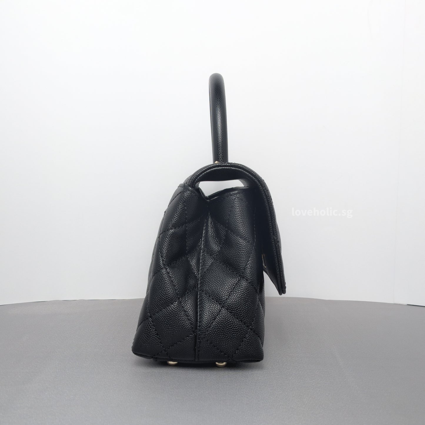 Coco Handle Small | Black Caviar Light Gold Hardware