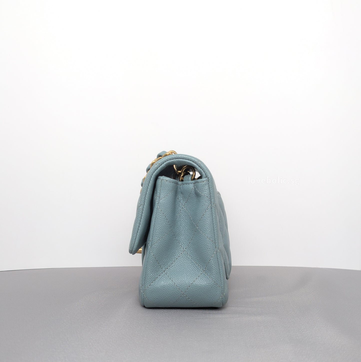 Classic Flap Mini Rectangle | 18C Iridescent Tiffany Blue Caviar Gold Hardware
