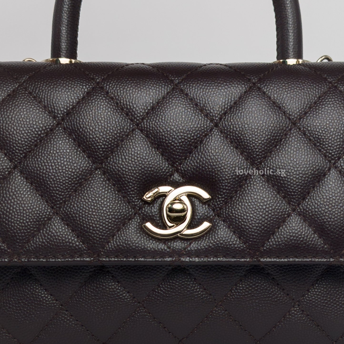 Coco Handle Small | 22K Dark Brown Caviar Light Gold Hardware
