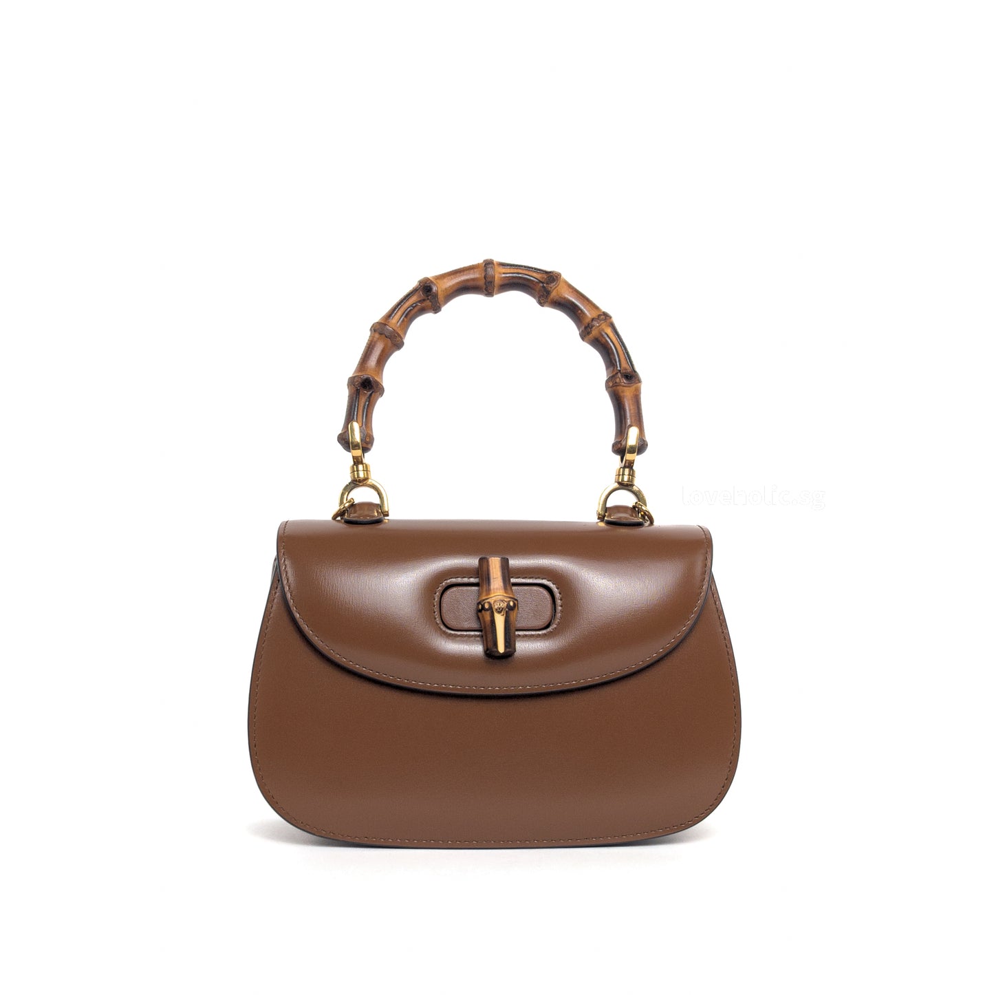 1947 Bamboo Top Handle Bag Small | Brown Leather Gold Hardware