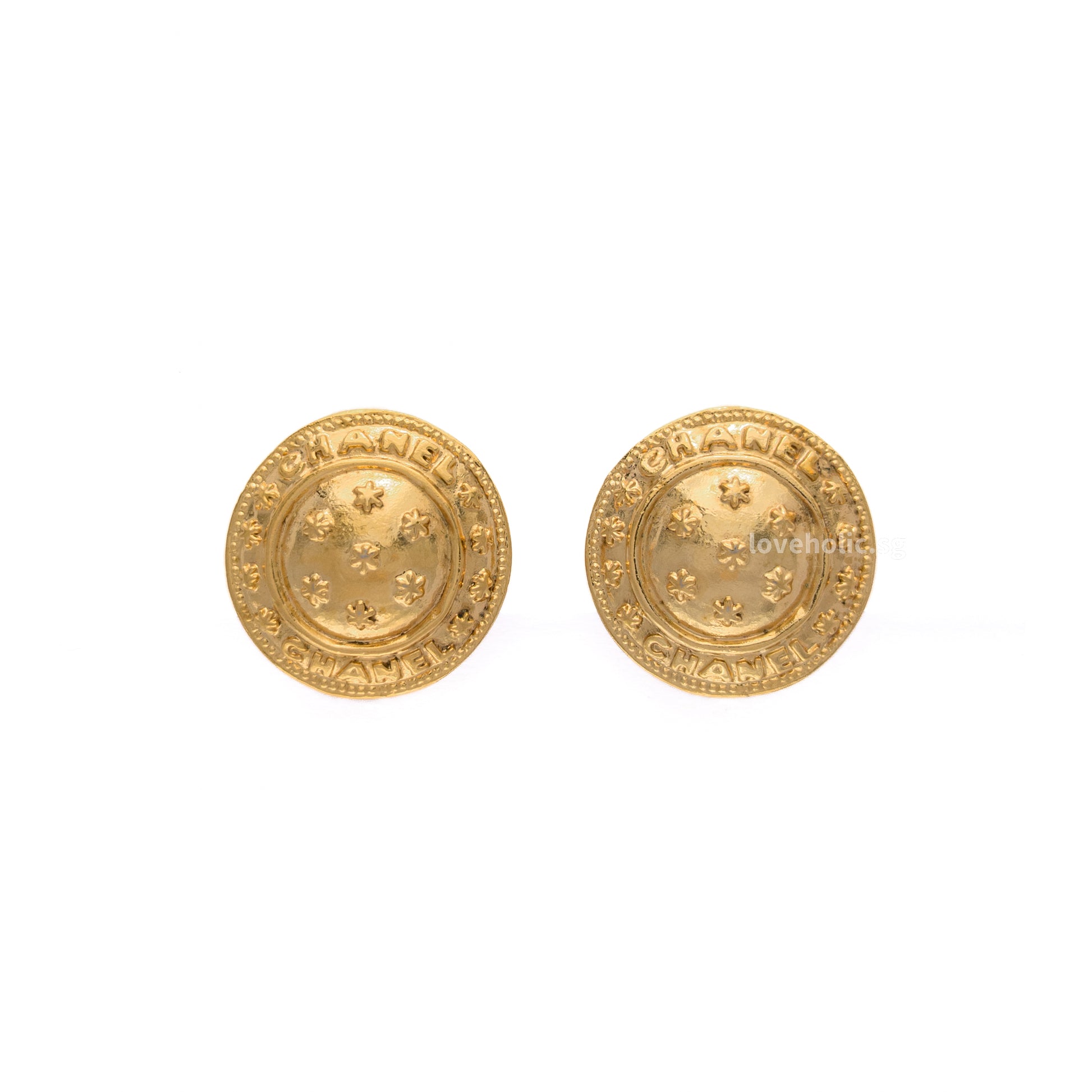Chanel Vintage Earrings Oversized Clip On |   24K Gold Hardware-modelshots