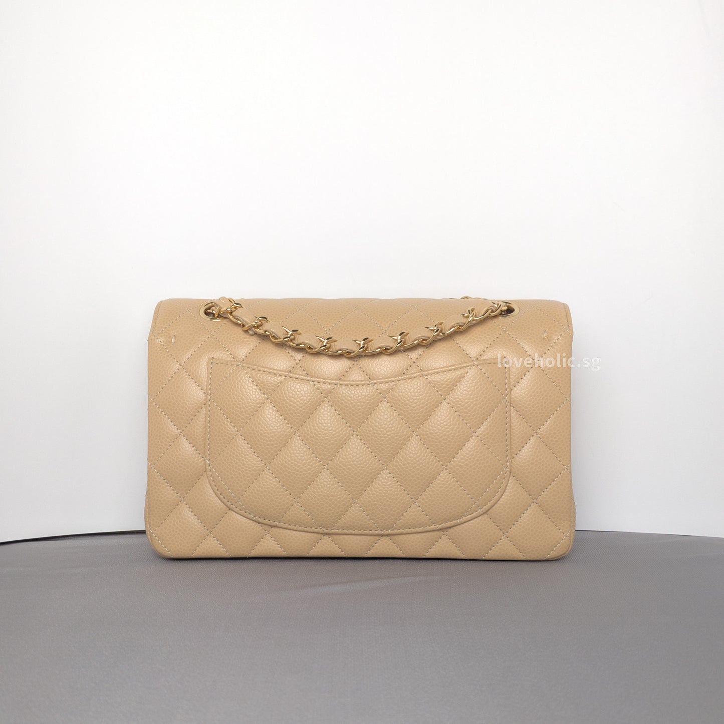 Chanel Classic Flap Small | Beige Claire Caviar Gold Hardware-back
