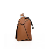 Loewe Puzzle Small | Tan Calfskin Silver Hardware-details