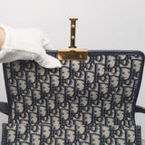 Montaigne 30 Oblique Jacquard Blue Jacquard Fabric Gold Hardware