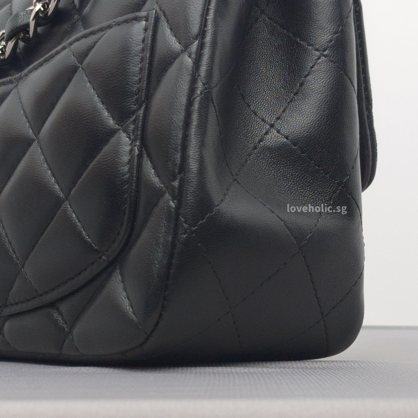 Classic Flap Mini Square | Black Lambskin Silver Hardware