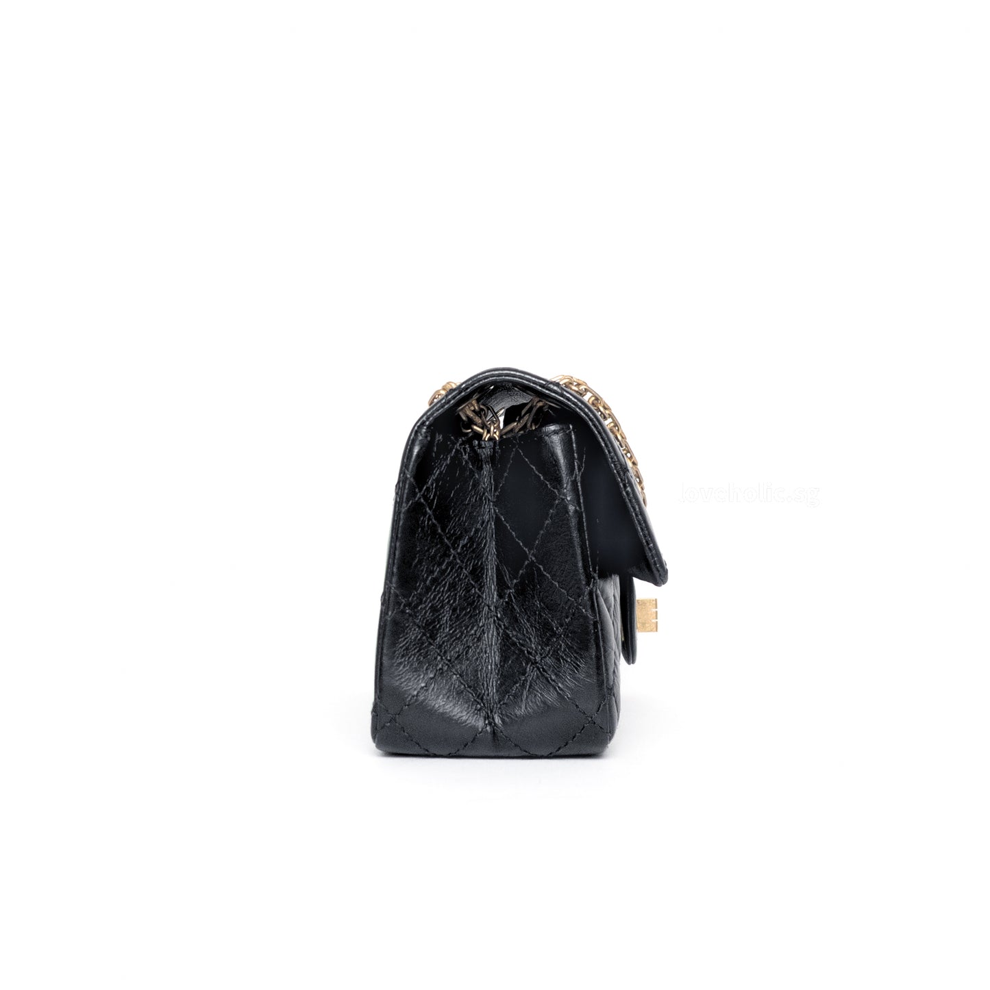 Reissue 2.55 Mini | Black Calfskin Brushed Gold Hardware