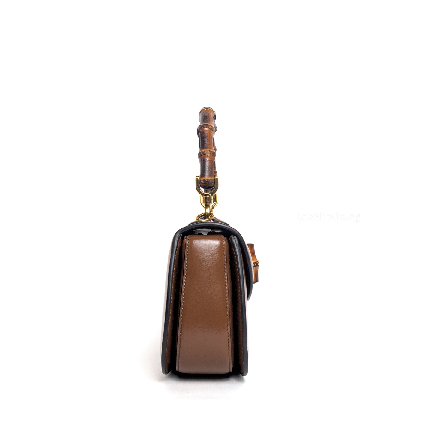 1947 Bamboo Top Handle Bag Small | Brown Leather Gold Hardware