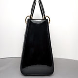 Dior My Lady Dior Medium | Black Patent Leather Light Gold Hardware-details