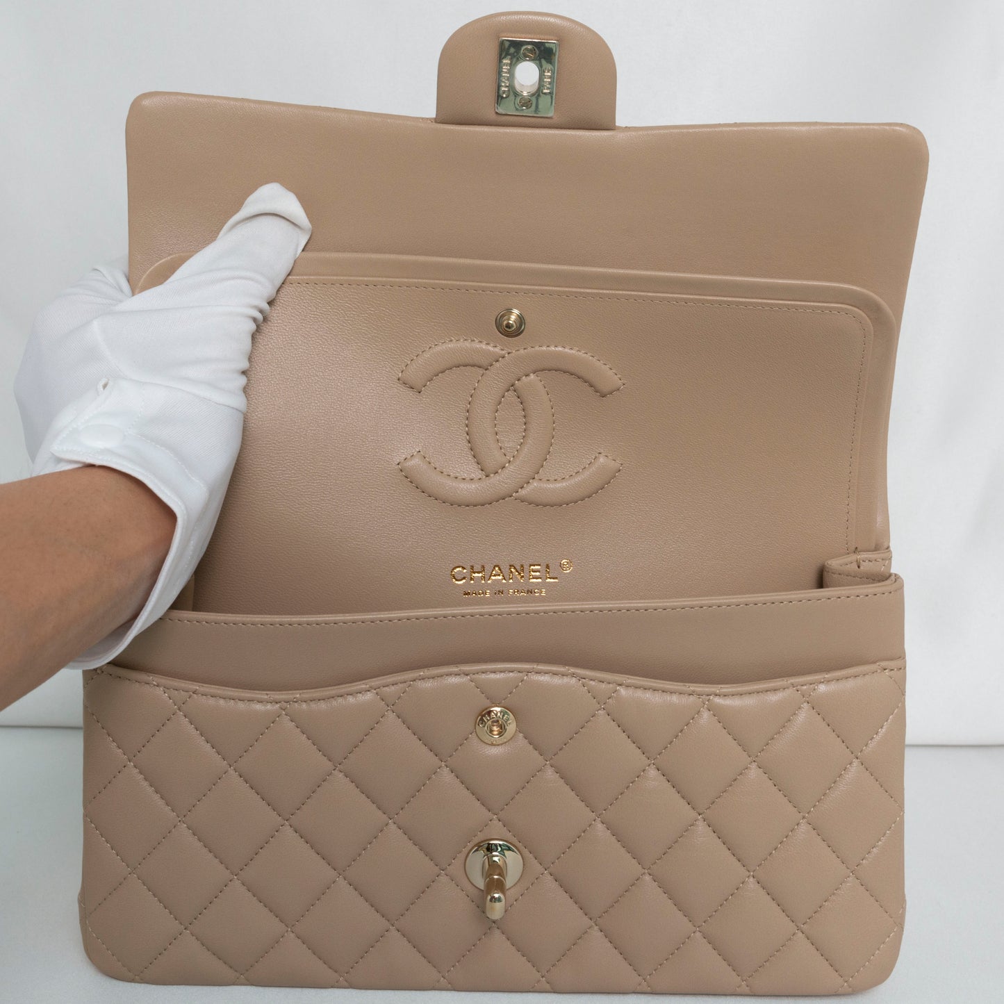Chanel Classic Flap Medium | 21S Dark Beige Lambskin Gold Hardware
