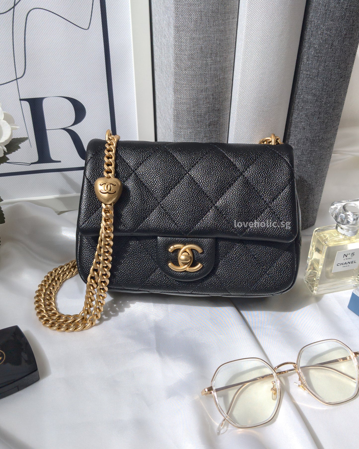 Chanel Mini Flap | 24C Black Caviar Brushed Gold Hardware