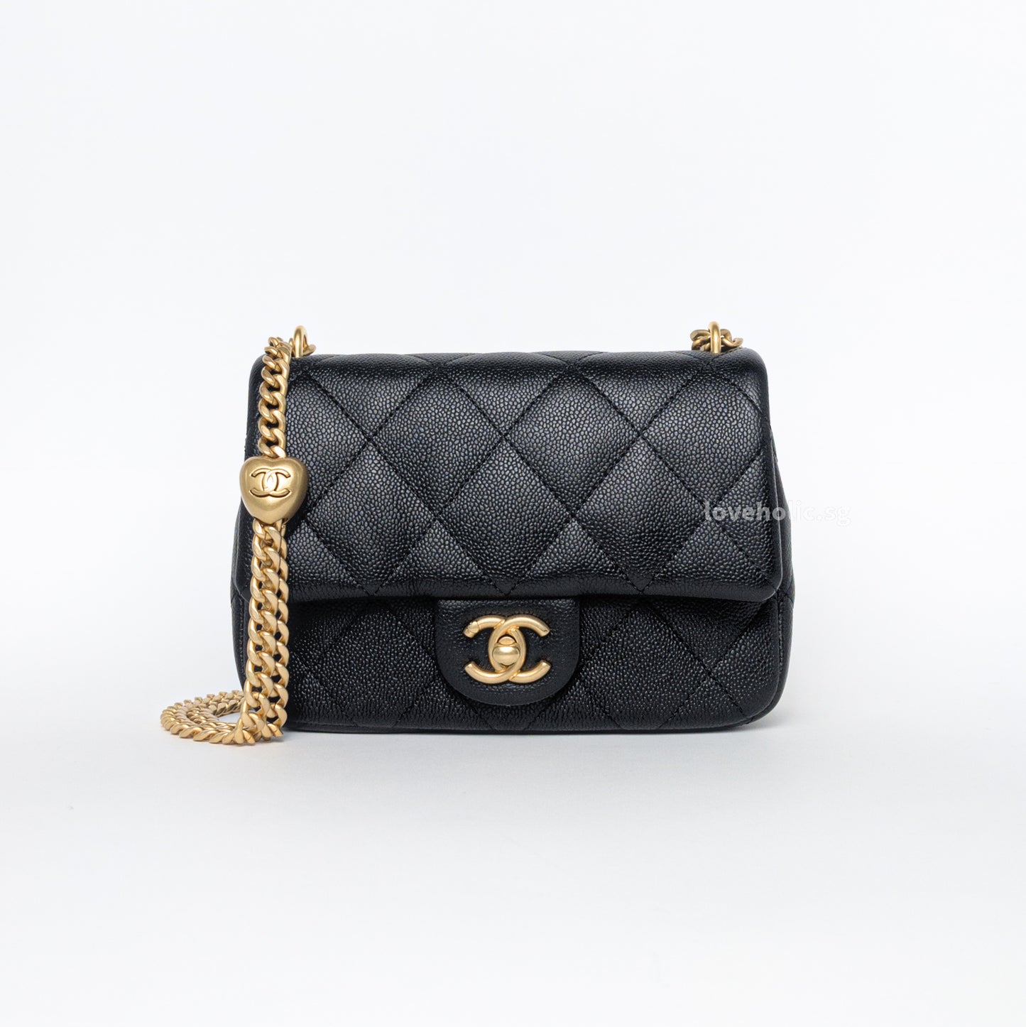 Chanel Mini Flap | 24C Black Caviar Brushed Gold Hardware